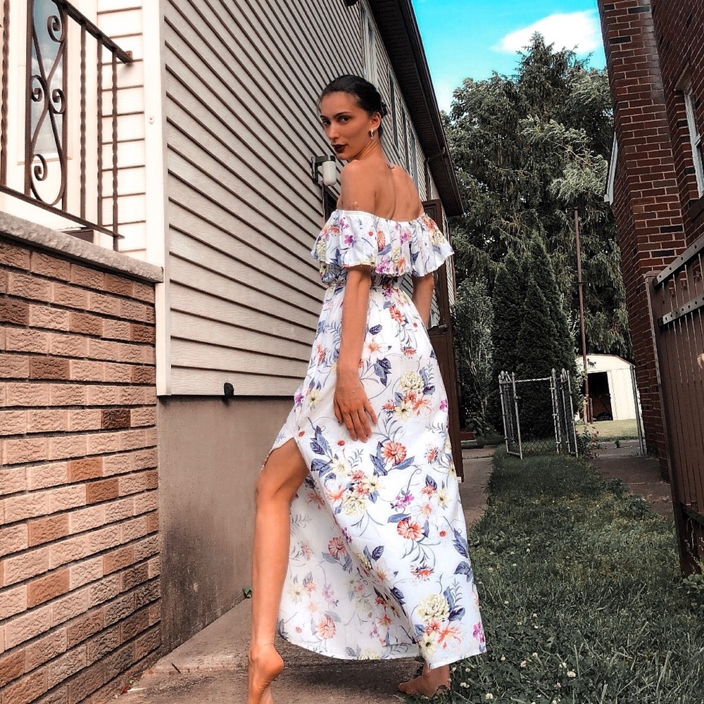 Floral Off-Shoulder Maxi Dress